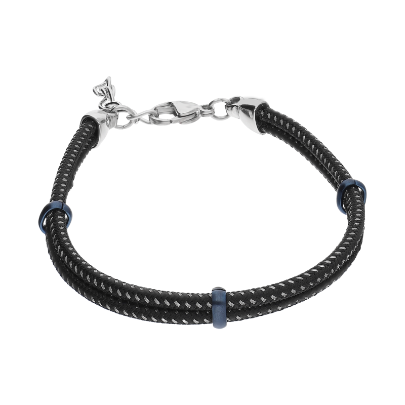 Bransoleta męska podwójny sznurek z przekładkami EX BRX1430NB