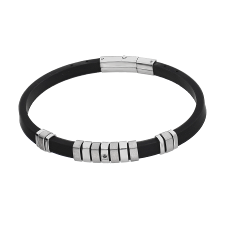 Bransoleta męska srebrne blaszki i cyrkonia EX BRX1867A