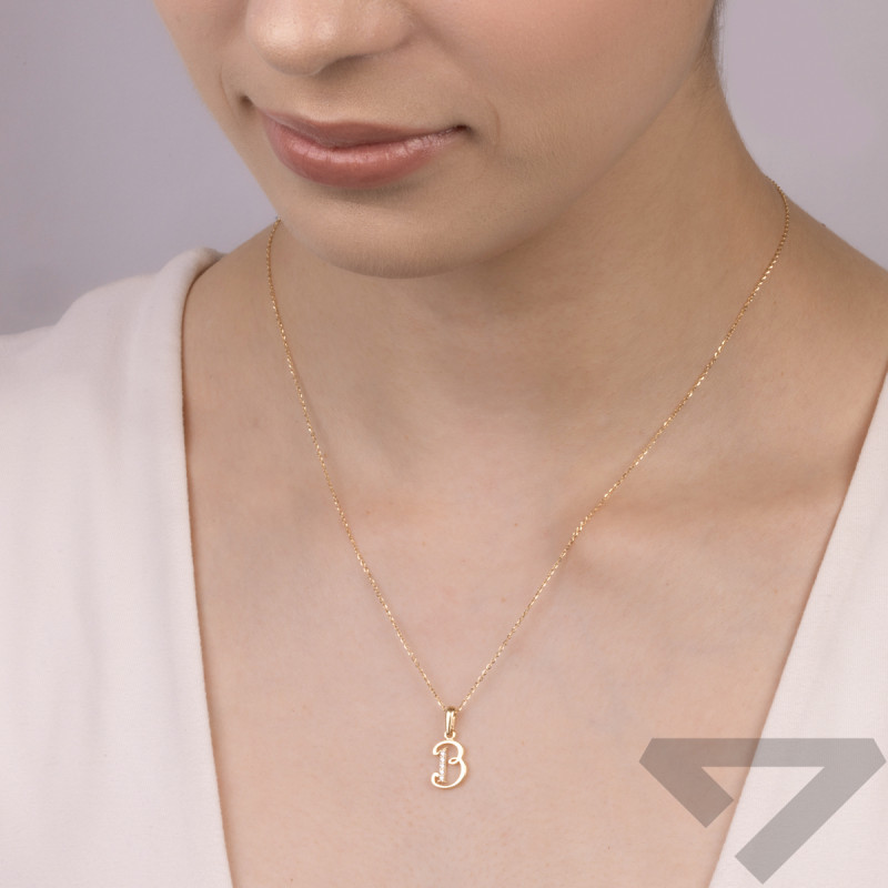 Literka złota B z cyrkoniami nr ZQ ZQB cyrkonie