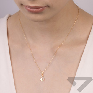 Literka złota S  z cyrkoniami nr ZQ ZQS cyrkonie, próba 585