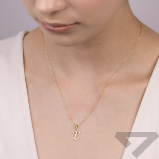 Literka złota E z cyrkoniami nr ZQ ZQE cyrkonie, próba 585