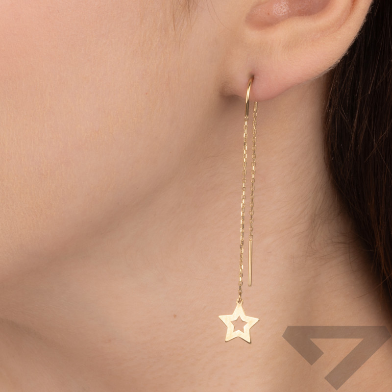 Kolczyki złote gwiazdki ramka/przeciągane rolo LP 18K70-FOE0045-Y próba 375