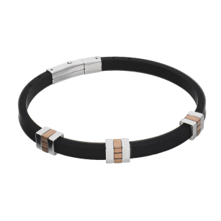 Bransoleta męska srebrne i różowe kostki EX BRX1983R