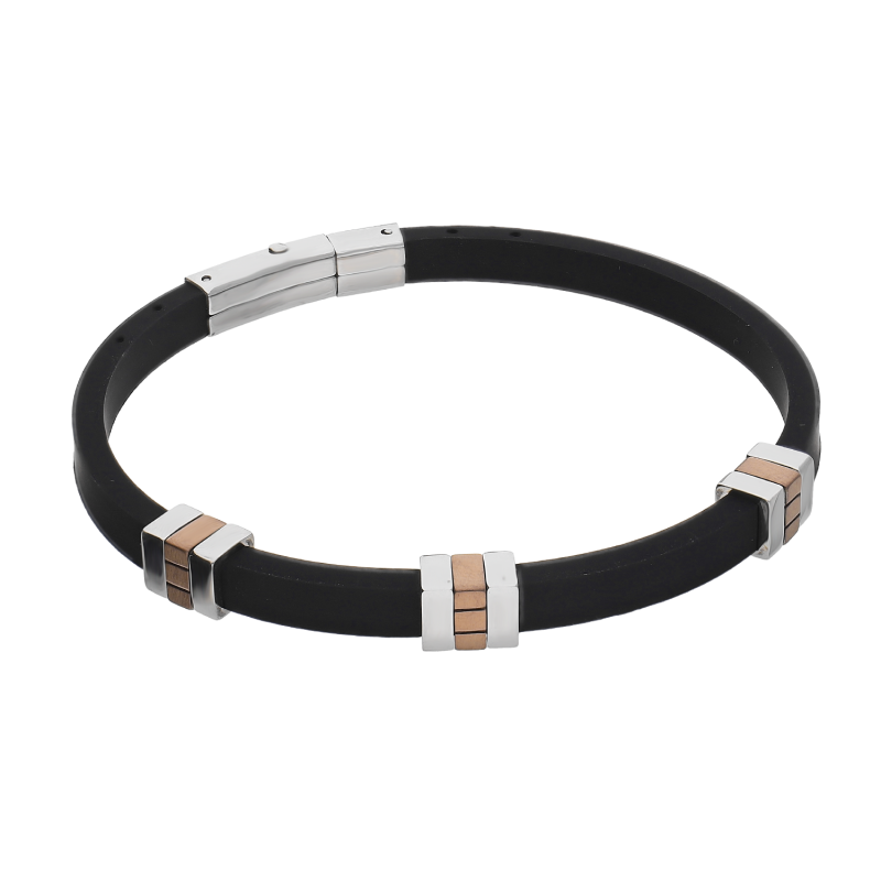 Bransoleta męska srebrne i różowe kostki EX BRX1983R