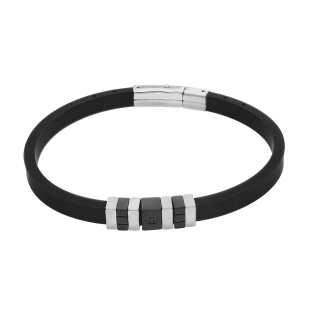 Bransoleta męska matowe i czarne blaszki oraz cyrkonia EX BRX1985N