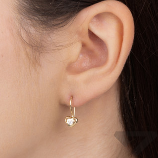 Kolczyki złote serce w sercu z cyrkonią próba 585