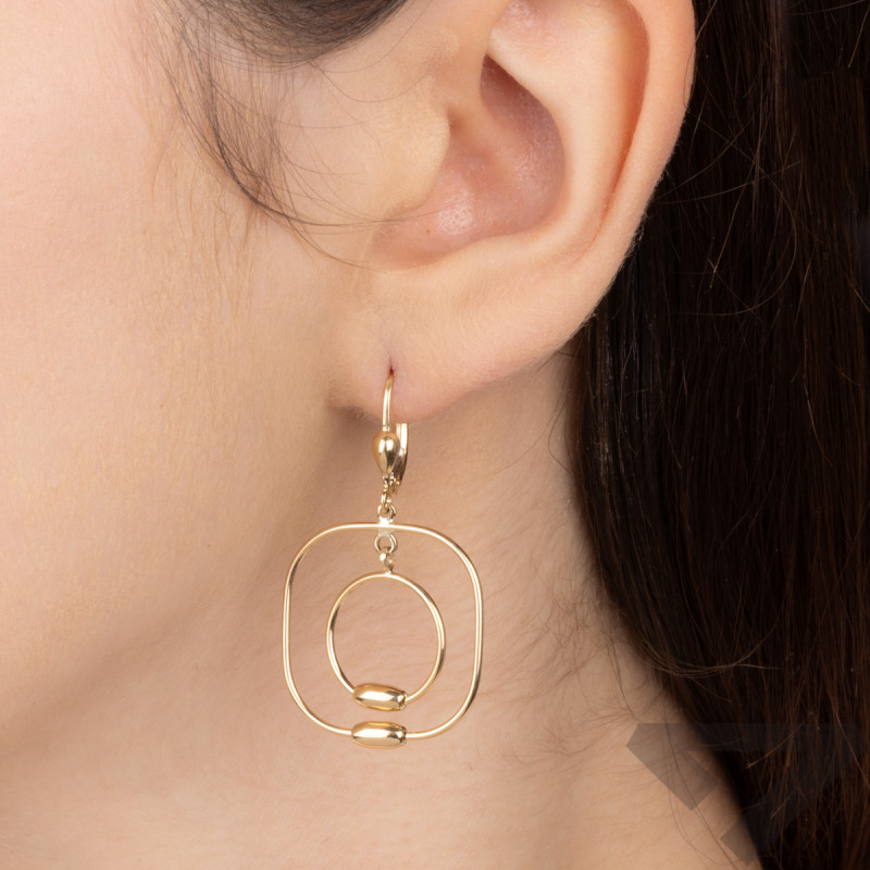 Kolczyki złote koło w kwadratowej ramce/big. zam. AR XXTE15246 próba 585