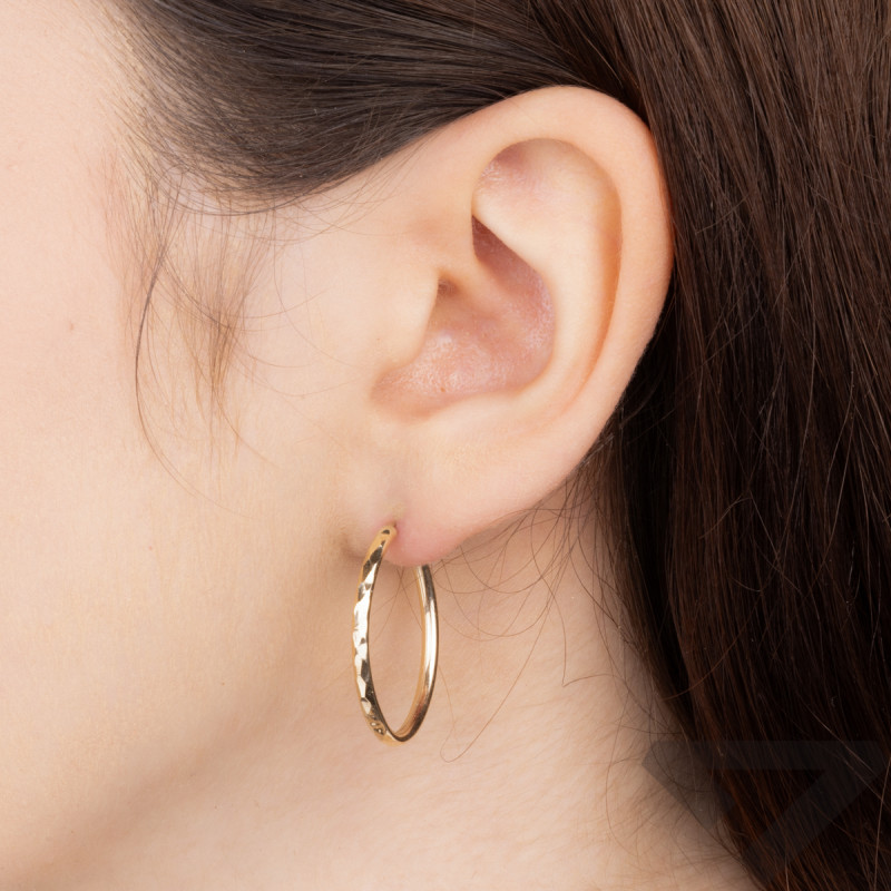 Kolczyki złote owalne kółka szarniry 20mm taflowane AR XDCLTE0243 próba 375