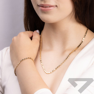 Naszyjnik złoty łuski na ażurowej taśmie