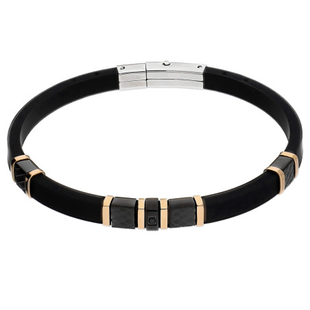 Bransoleta męska blaszki z bieżnikim i różowe elementy EX BRX1984RN