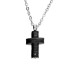 Naszyjnik męski czarny krzyżyk z białą cyrkonią na łańcuszku rolo