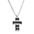 Naszyjnik męski srebrno-czarny krzyżyk z cyrkonią