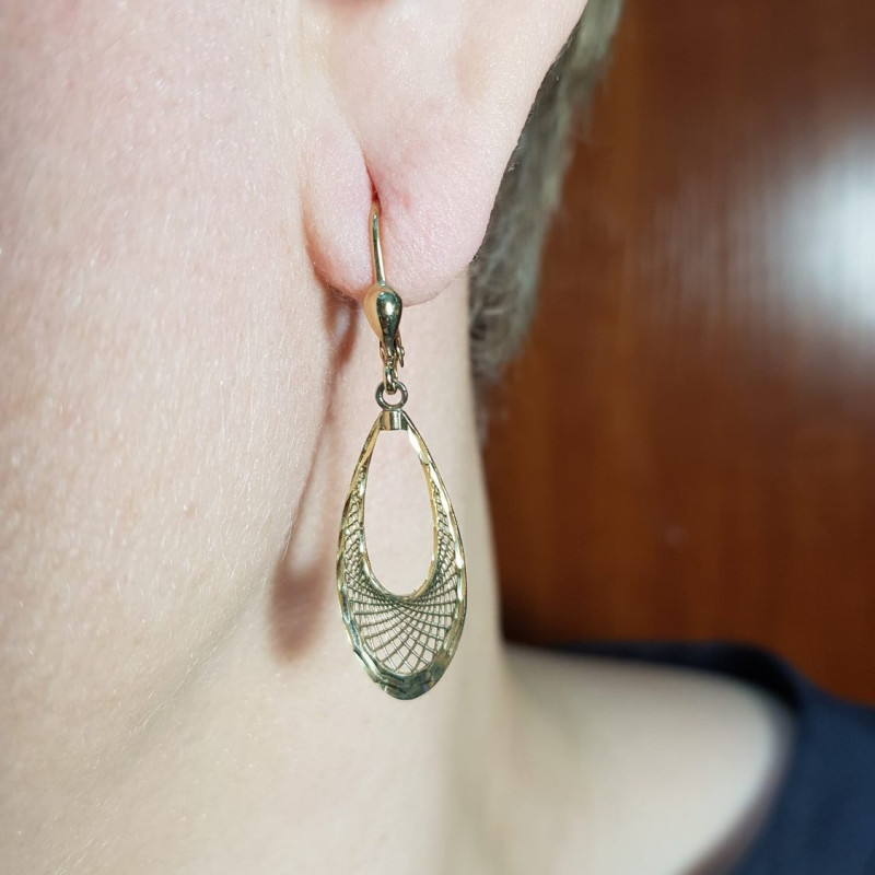 Kolczyki złote kropla z siatką/big.zam. AR XFUE0179-DC próba 585