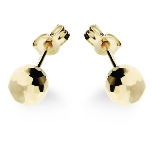 Kolczyki złote fasetowane kulki 6 mm zapinane na sztyft