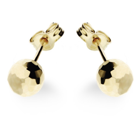 Kolczyki złote fasetowane kulki 6 mm zapinane na sztyft