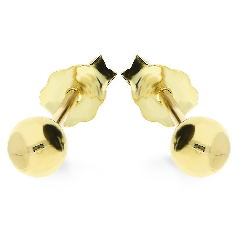 Kolczyki złote gładkie kulki 4 mm zapinane na sztyft AR BSC4-BE0004MM-V próba 375