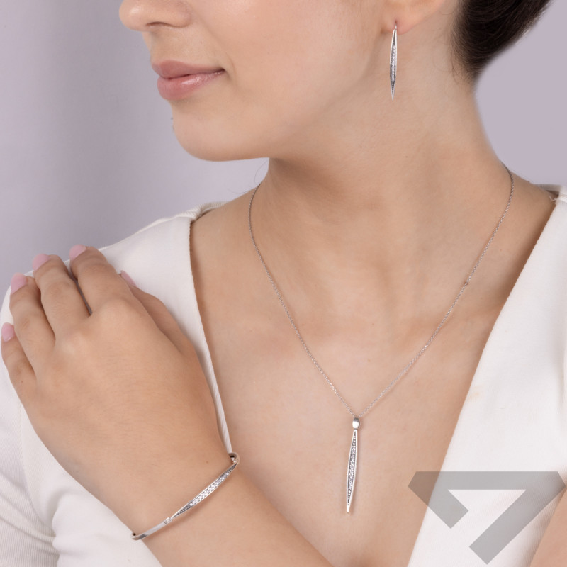 Zawieszka srebrna łezka z rzędem białych cyrkonii SZ SG-258 próba 925