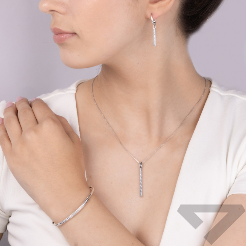 Kolczyki srebrne pałka z białymi cyrkoniami/ang.zap. SZ SG-235-KA-S próba 925