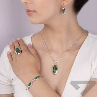 Zawieszka srebrna łezka z zielonym opalem jubilerskim SZ124 opal szmaragdowy próba 925