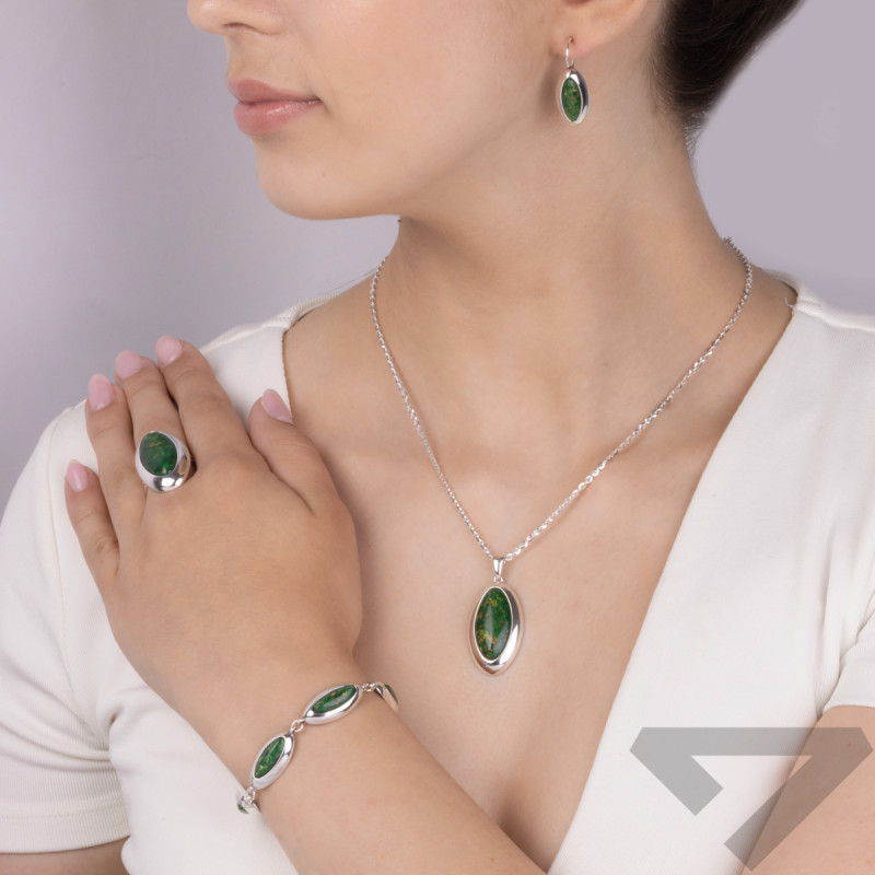 Zawieszka srebrna łezka z zielonym opalem jubilerskim SZ124 opal szmaragdowy próba 925