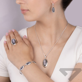 Zawieszka srebrna szary uleksyt jubilerski w łezce SZ124 uleksyt szary perła próba 925