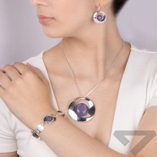 Srebrna Bransoletka z Fioletowymi Uleksytami pr. 925 - JubilerSezam.pl