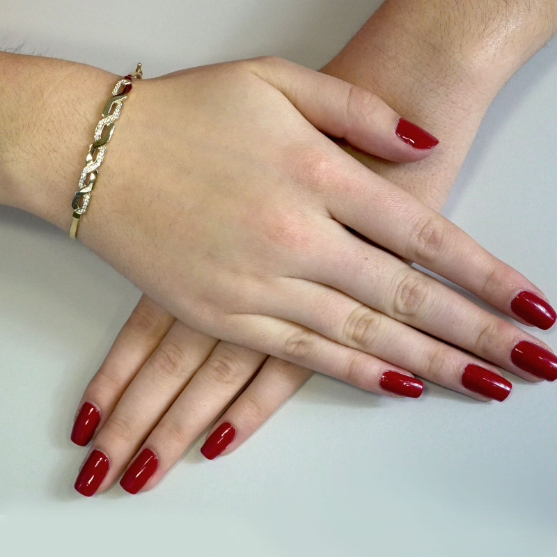 Bransoleta złota bangle przeplatanka z cyrkoniami PY BLZ0933 próba 375