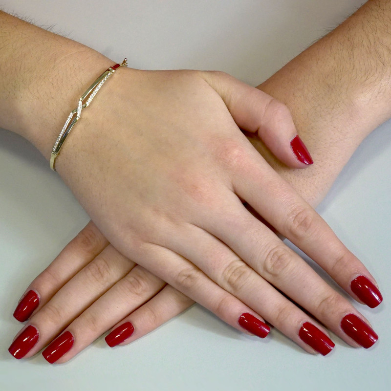 Bransoleta złota bangle X z cyrkoniami PY BLZ0990 próba 375