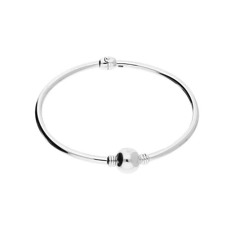 Bransoleta srebrna bangla gładka z kulką 10mm M3-028 ROD próba 925