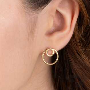 Kolczyki pozłacane dwa koła ramki/sztyft SZ052 GOLD próba 925