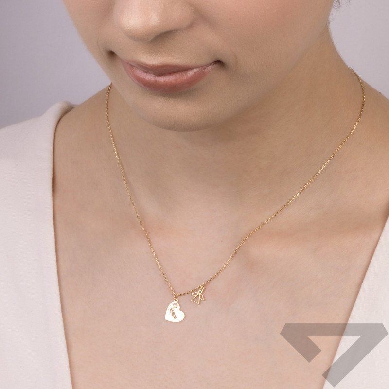 Naszyjnik złoty serce z napisem MOM i aniołek/rolo AR XXFFOR6N6950-FCZ próba 585