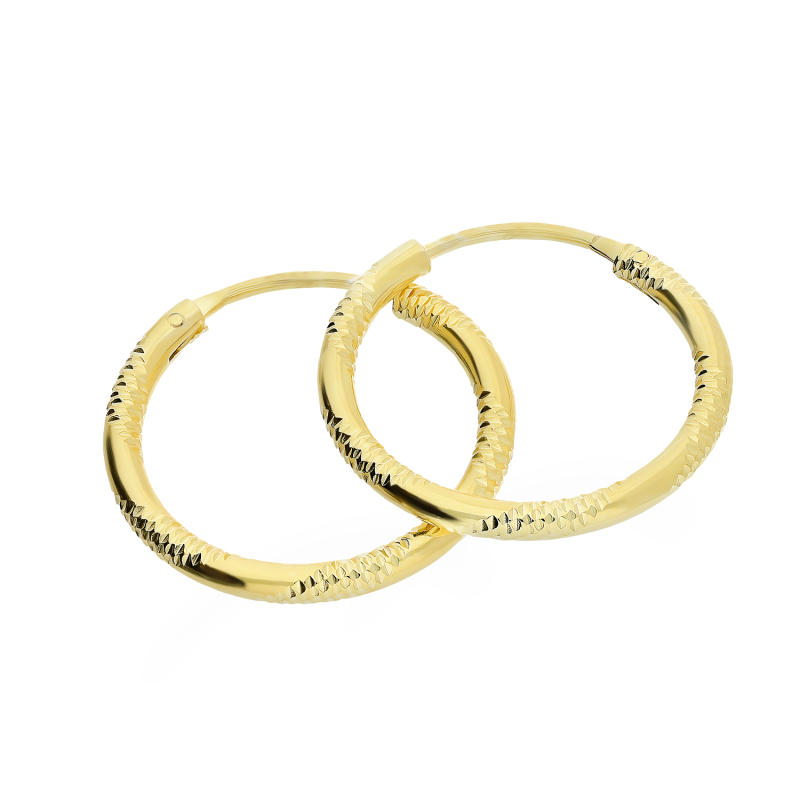 Kolczyki pozłacane kółka szarniry 15 mm bieżnik HS KSZ-15mm-1,7 GOLD dis bieżn próba 925