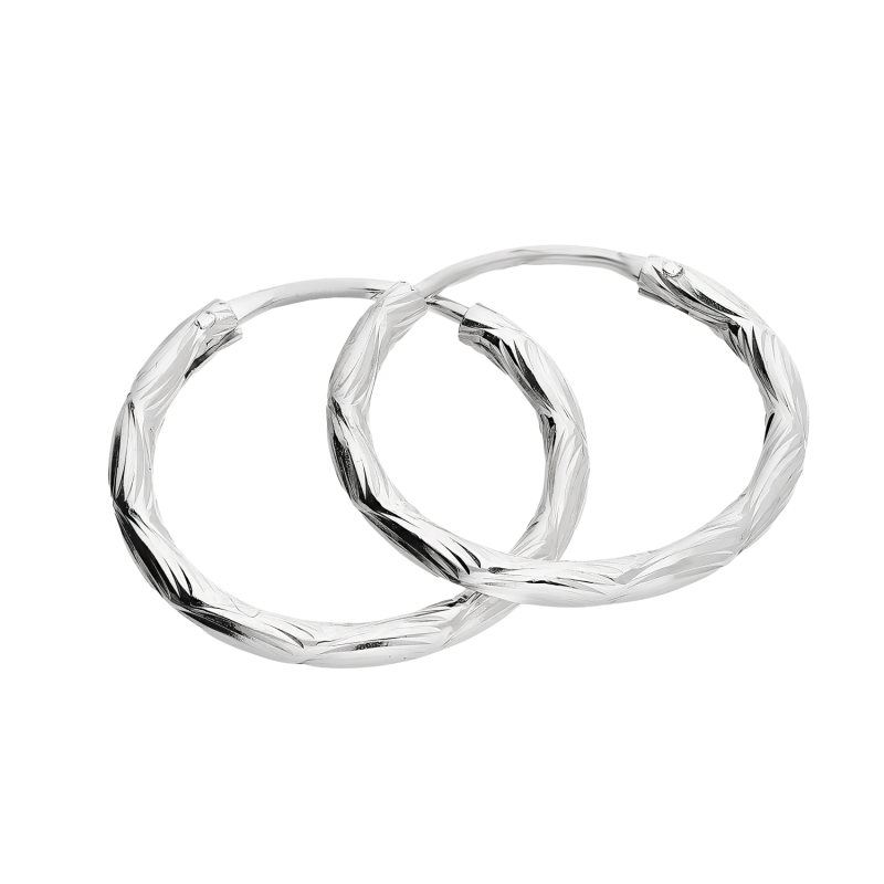 Srebrne kolczyki kółka 15mm grawerowane - JubilerSezam.pl