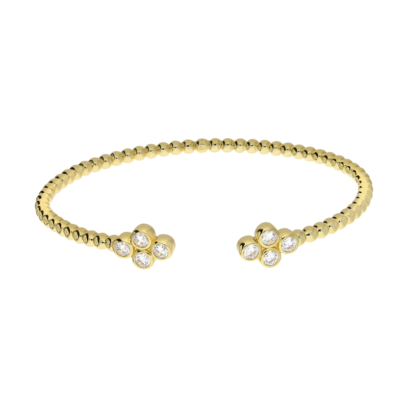 Bransoleta pozłacana bangla z kulkami bead i cyrkoniami JA805 GOLD próba 925
