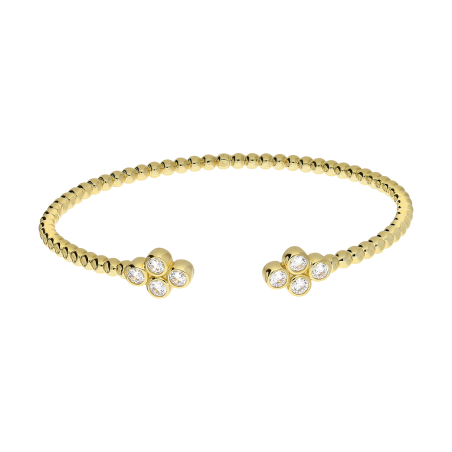 Bransoleta pozłacana bangla z kulkami bead i cyrkoniami JA805 GOLD próba 925