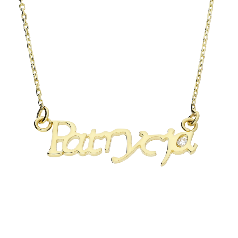Naszyjnik złoty imię Patrycja z cyrkonią/anker MZ T57-NN-13-CZ próba 375