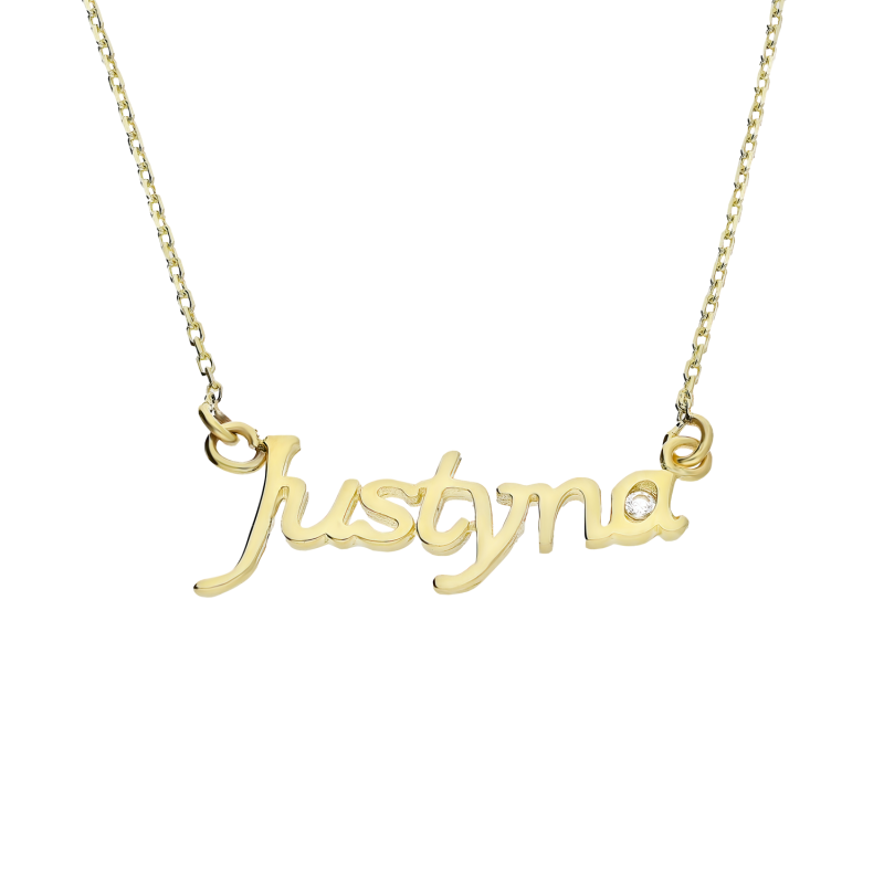 Naszyjnik złoty imię Justyna z cyrkonią/anker MZ T57-NN-23-CZ próba 375