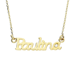Naszyjnik złoty imię Paulina z cyrkonią/anker MZ T57-NN-25-CZ próba 375