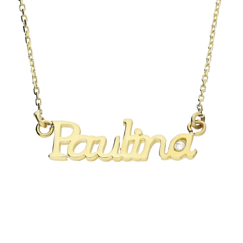 Naszyjnik złoty imię Paulina z cyrkonią/anker MZ T57-NN-25-CZ próba 375
