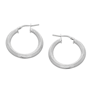 Kolczyki srebrne wypukłe kółka z motywem greki/ang.zap. NI ORN10808 ROD próba 925