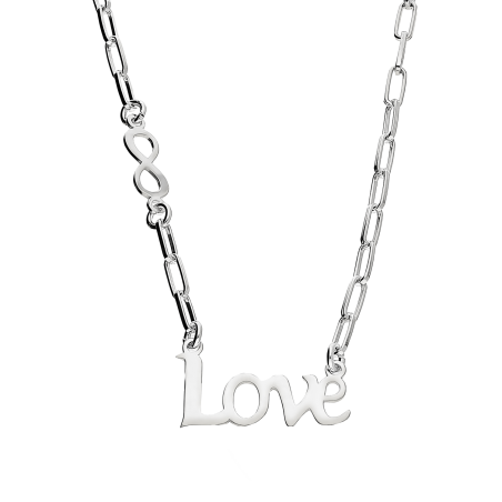 Naszyjnik srebrny napis LOVE i infinity/anker long NI XGI03648 ROD próba 925