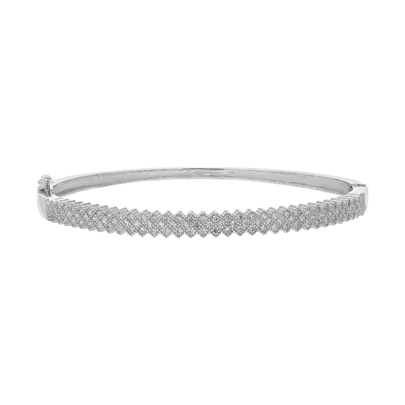 Srebrna Bransoletka Bangla z Cyrkoniami pr. 925 - JubilerSezam.pl