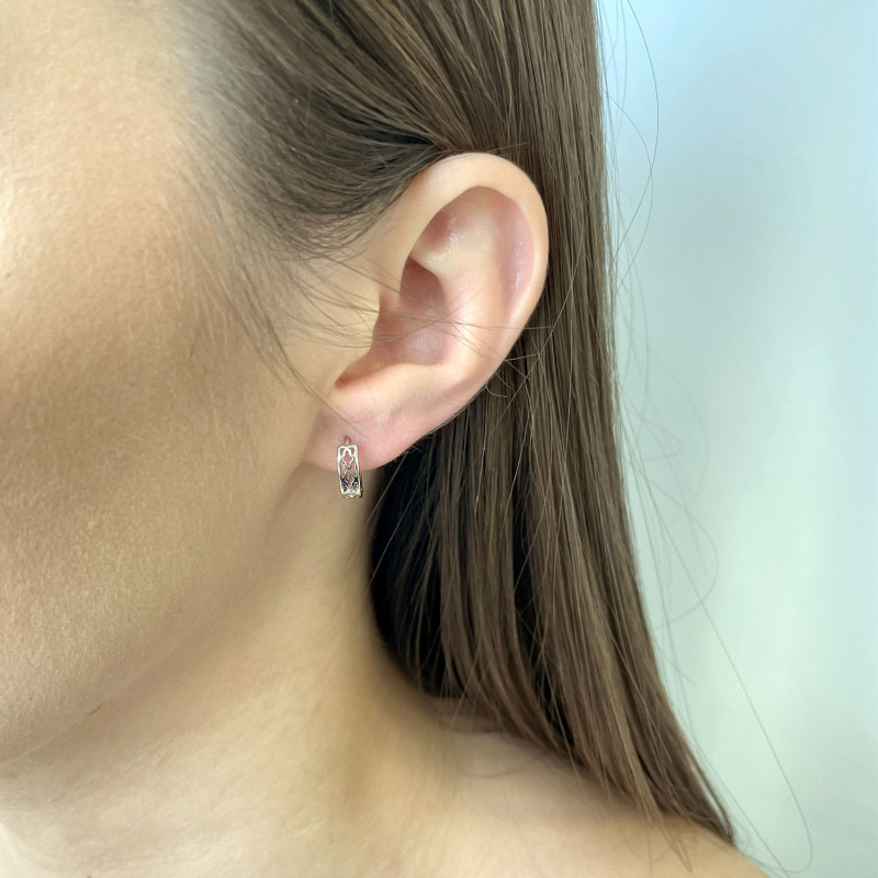 Kolczyki srebrne ażurowe kółka 13mm/zatrzask AT401 próba 925