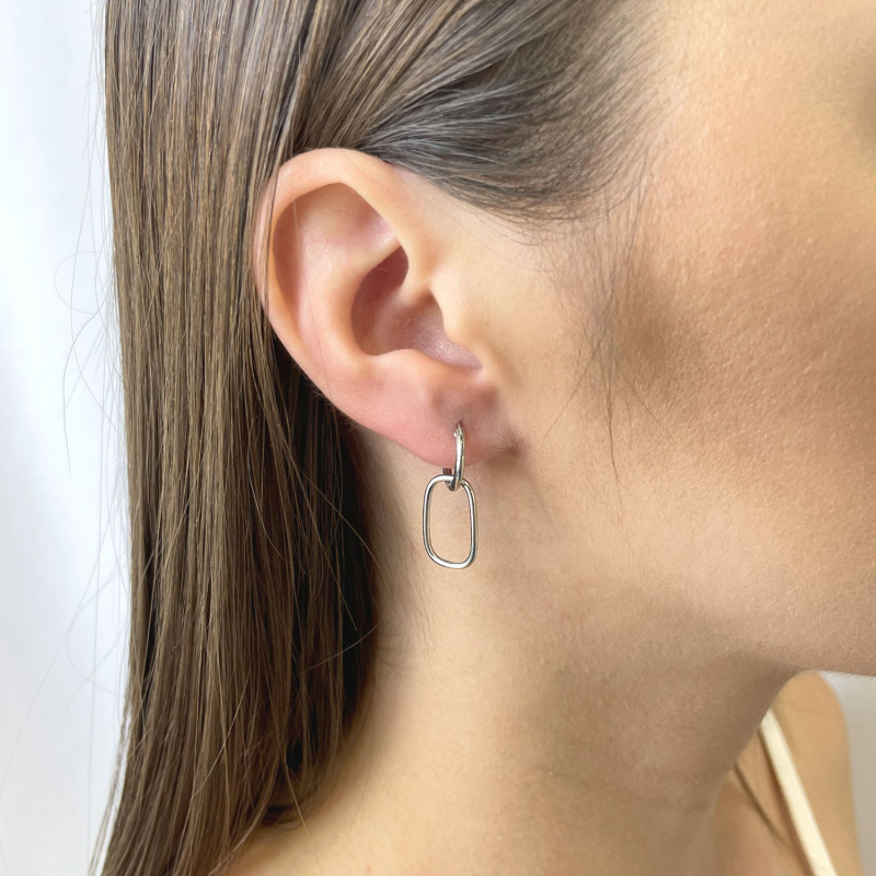 Kolczyki srebrne kółko 11mm i prostokąt obły/zatrzask AT418 próba 925