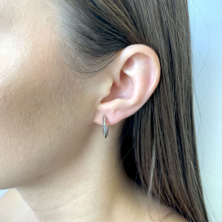 Kolczyki srebrne kółka 15mm z cyrkoniami bokiem/zatrzask AT730 próba 925