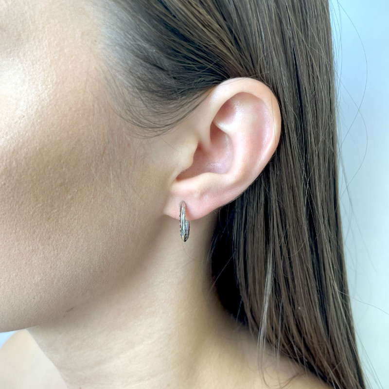 Kolczyki srebrne kółka 15mm z cyrkoniami bokiem/zatrzask AT730 próba 925