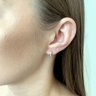 Kolczyki srebrne kółka 10 mm z cyrkoniami/zatrzask AT731 10mm próba 925