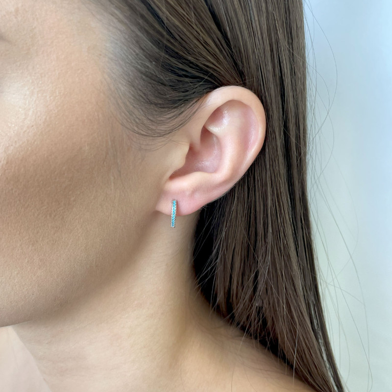 Kolczyki srebrne kółka z nano turkus/zatrzask HS1471 nano turkus próba 925