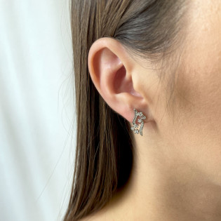 Kolczyki srebrne gwiazdki i fale z cyrkoniami/sztyft TB 18474 próba 925