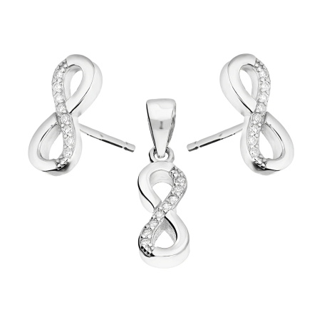 Srebrny Komplet Nieskończoność z Cyrkoniami pr. 925 - JubilerSezam.pl